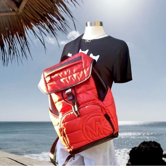 MICHAEL KORS BROOKLYN QUILTY LARGE BACKPACK LAPTOP SCHOOL WORK VACATION TRAVEL - Picture 1 of 14